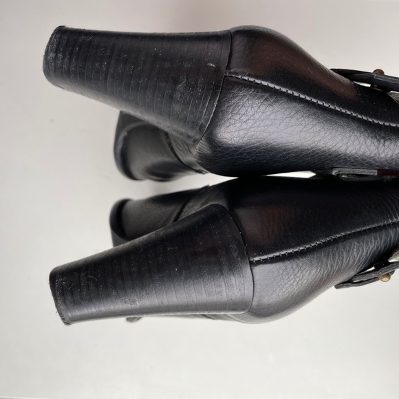 Madewell Lonnie Strap Black Stacked Heel Ankle Bootie - Picture 4 of 10